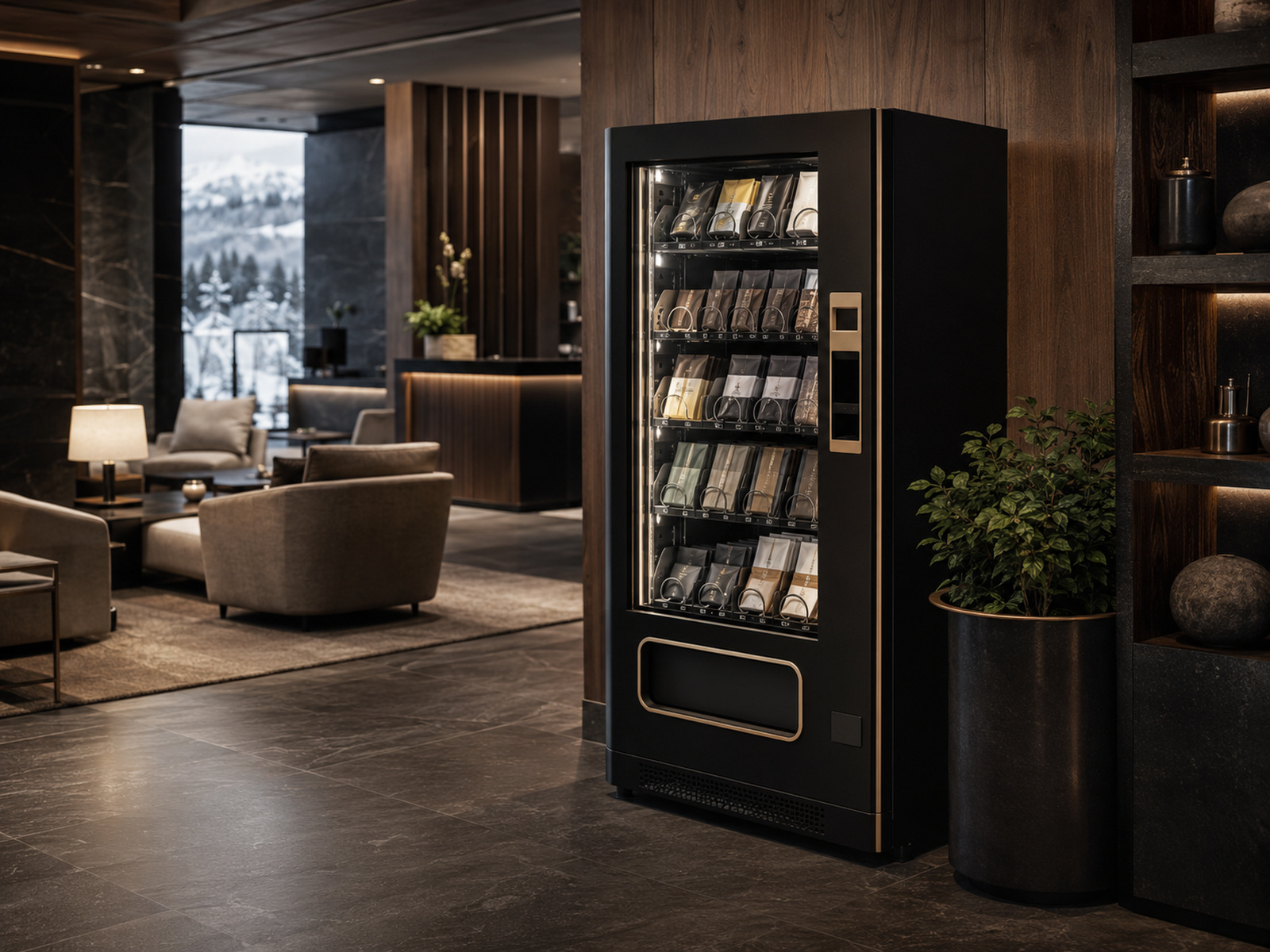 Distributeur KING VENDING installé dans un lounge premium